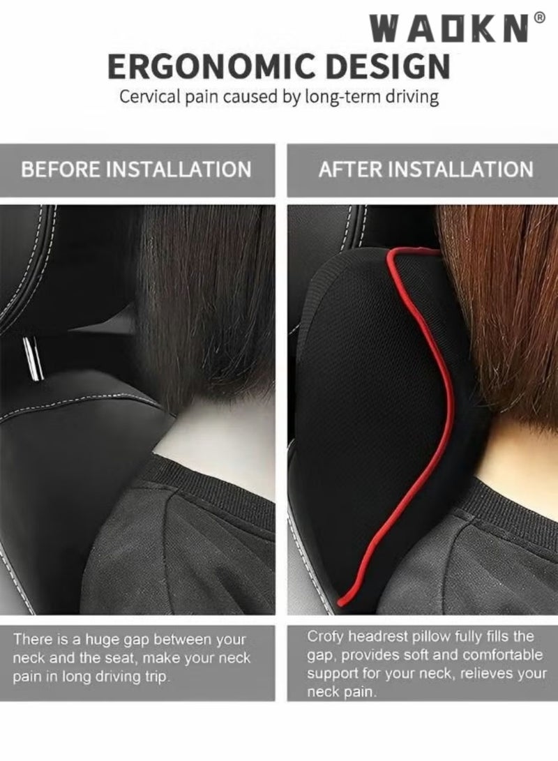 WAOKN Softness Car Neck Pillow,Car Neck Support Pillow for Neck Pain Relief When Driving,Headrest Pillow for Car Seat,Memory Foam and Breathable Removable Car Neck Pillow,Car Interior - Image 5