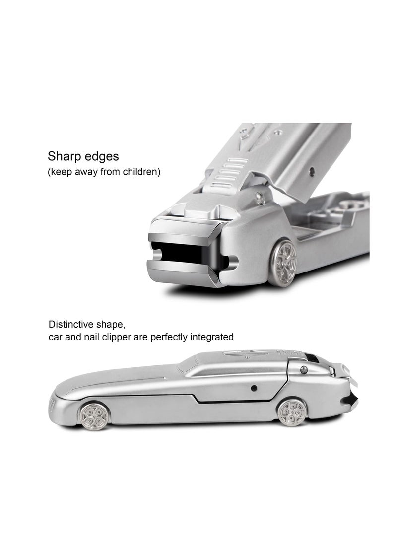 Excefore - Nail Clipper Set, Creative Car Styling Stainless Steel Fingernail Clipper Cutters, Splash-Proof Design with Beautiful Metal Case, with Metal Box and Nail File, for Pedicure, Men & Women - Image 1