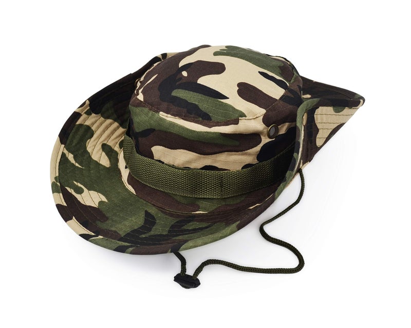 UltraKey Outdoor Wide Brim Sun Protect Hat, Classic US Combat Army Style Bush Jungle Sun Cap for Fishing Hunting Camping Green Camouflage 22 - Image 5