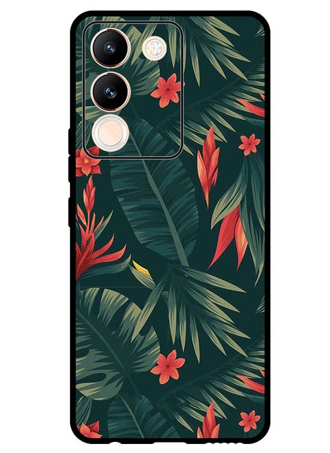 Protective Case Anti Scratch Shock Proof Bumper Cover For Vivo V29e Green Leaves