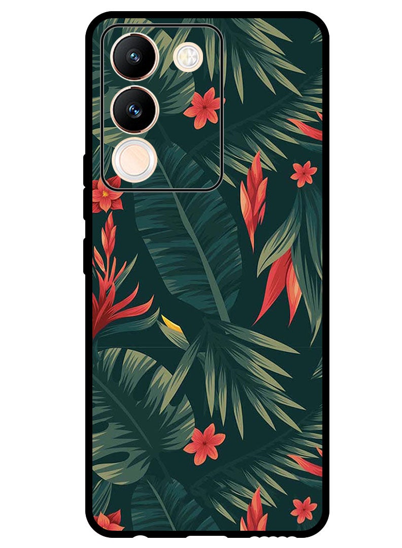 Protective Case Anti Scratch Shock Proof Bumper Cover For Vivo V29e Green Leaves