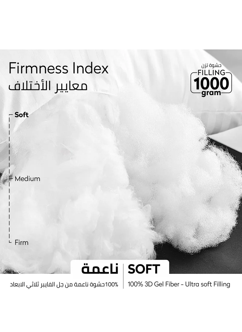 Donetella White-1000G (Pack of 1) Bed Pillow, 1 Piece, 1000 Gram, Size 50x75 cm, Luxury Down Alternative Filling, Soft Brushed Microfiber, Anti-Allergy, White, Pack of 1  | Best Price UAE