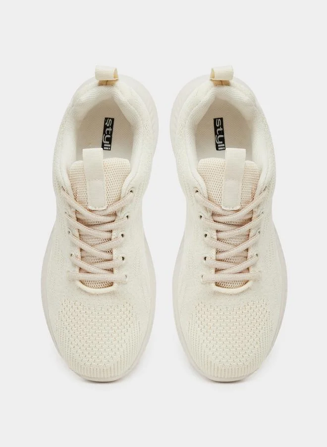 Styli Styli Knitted Lace Up Sneakers