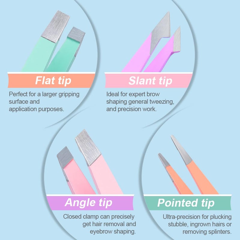 TsMADDTs Tweezers for Women Facial Hair - Precision Tweezers Set with Travel Case - Stainless Steel with Scissor, Mirror - Image 3