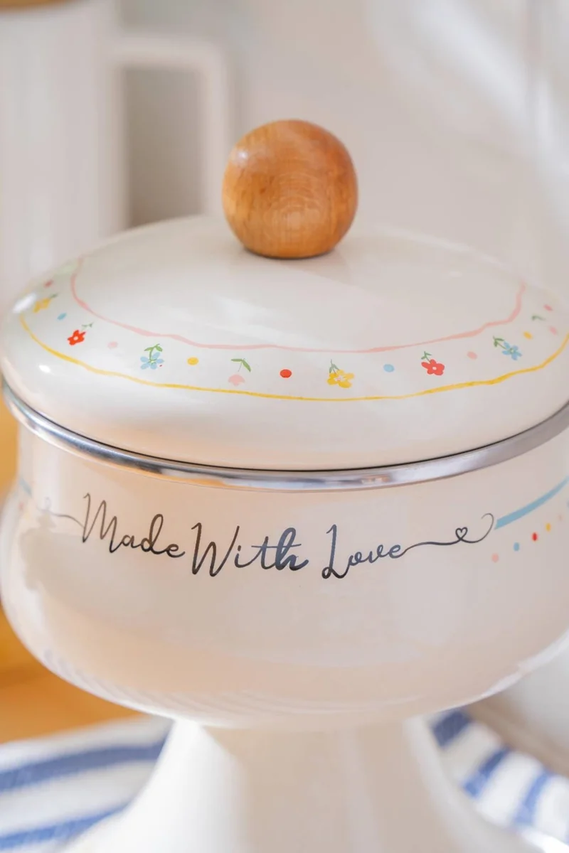 أكار Made With Love Enamel Footed Sugar Bowl - 12 cm