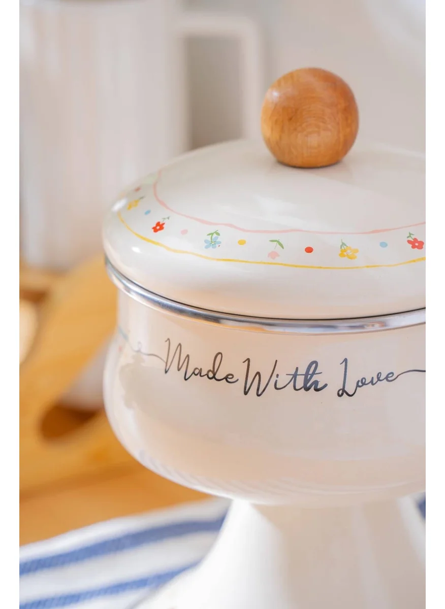 أكار Made With Love Enamel Footed Sugar Bowl - 12 cm