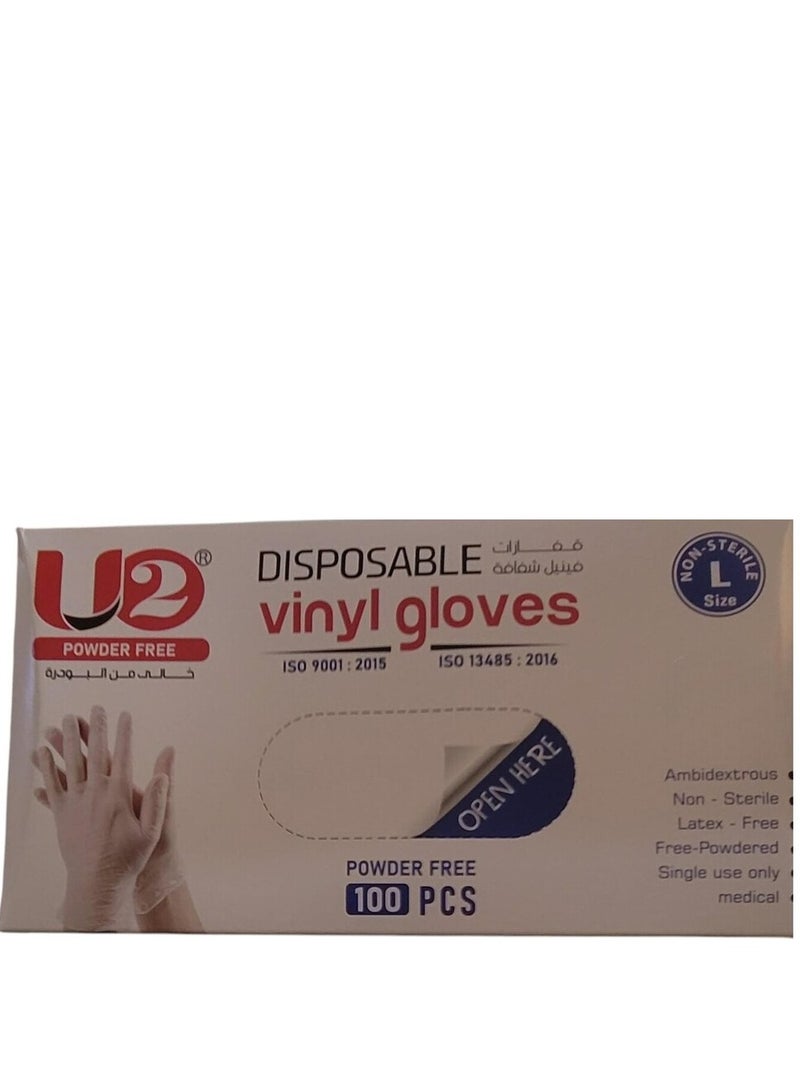 U2 100Pcs Large Size Medical Examination Gloves Latex Disposable Extra Strong Transparent For Fluid Blood Examination Health Care Eating Without Powder 