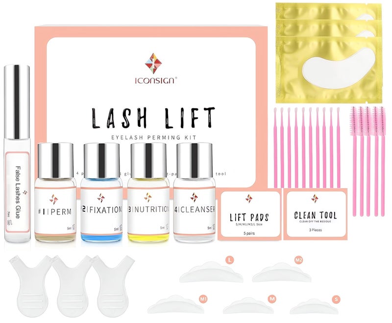 ICONSIGN Lash Lift Kit Eyelash, Perming Full Lash Kit All in 1, Professional Eyelash Curling Lash Extension Set, Upgraded Glue Version, Semi-Permanent Lash Lifting Tools Suitable for Salon ICONSIGN - Image 1