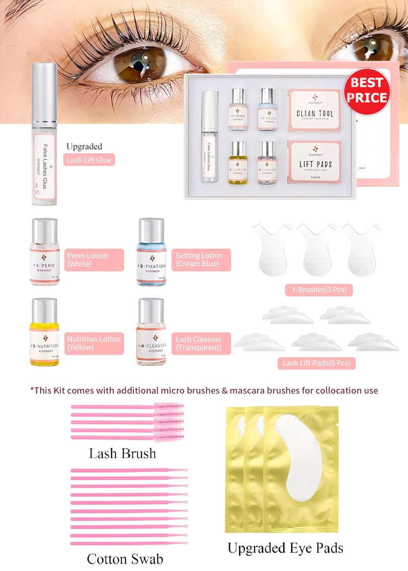 ICONSIGN Lash Lift Kit Eyelash, Perming Full Lash Kit All in 1, Professional Eyelash Curling Lash Extension Set, Upgraded Glue Version, Semi-Permanent Lash Lifting Tools Suitable for Salon ICONSIGN - Image 2