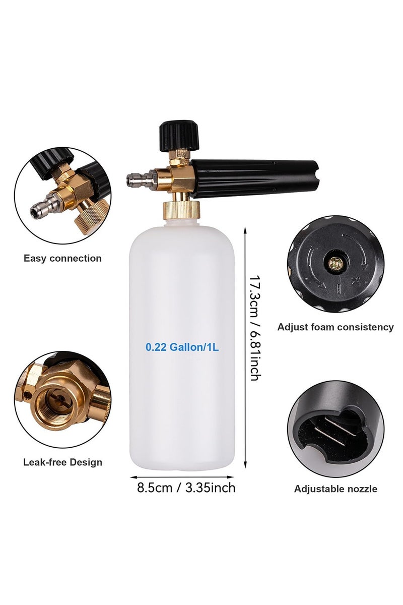 Pressure Washer Short Gun, Foam Cannon with 1/4 Inch Quick Connector, Power Washer with 5 Pressure Washer Nozzle Tips, M22-14 mm Inlet Connector - Image 5