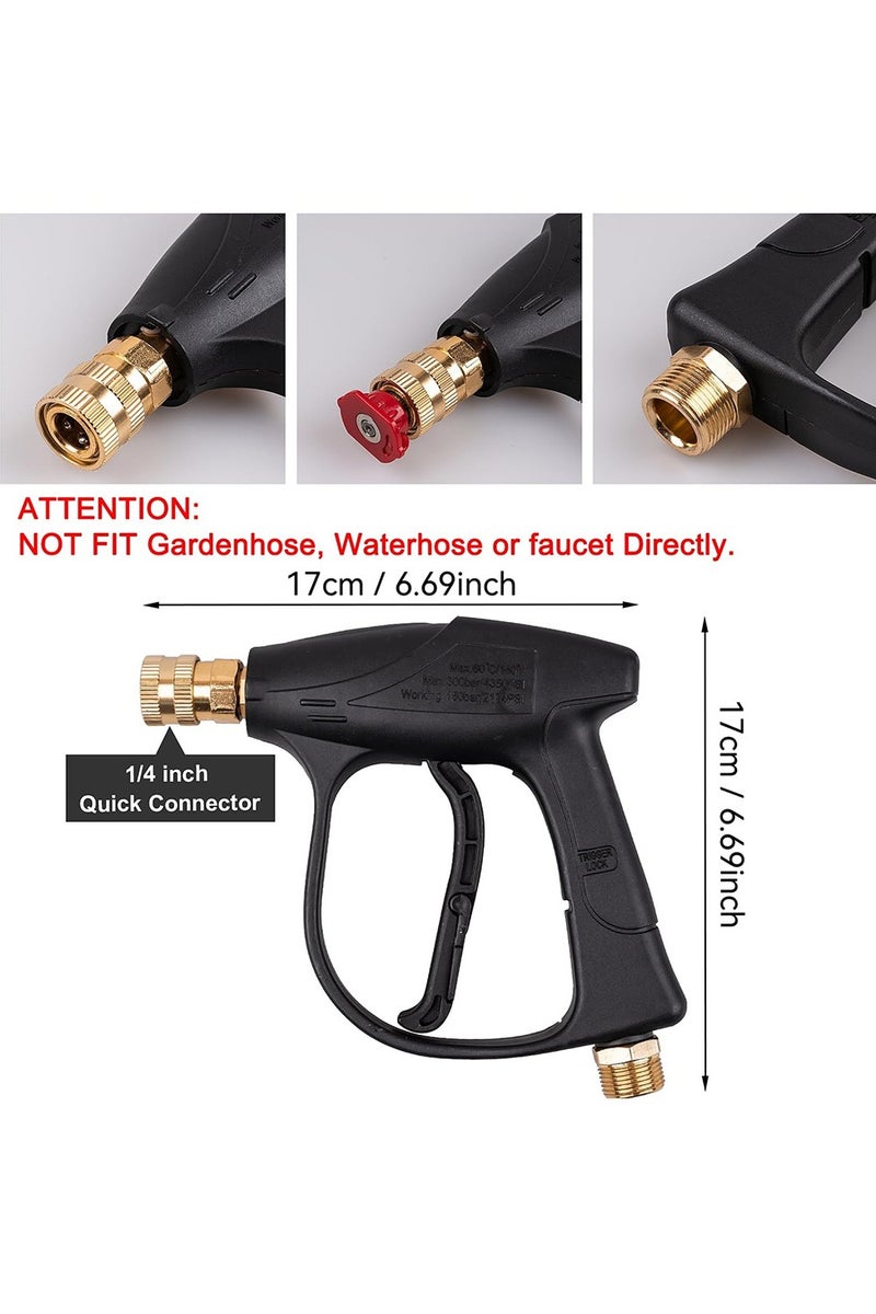 Pressure Washer Short Gun, Foam Cannon with 1/4 Inch Quick Connector, Power Washer with 5 Pressure Washer Nozzle Tips, M22-14 mm Inlet Connector - Image 3