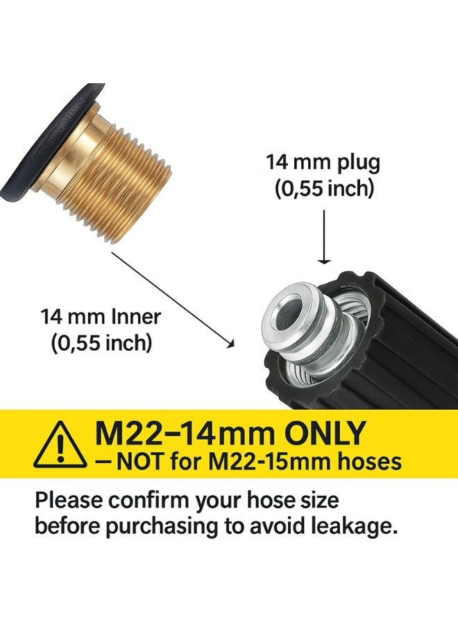 M22-14mm (NOT for M22-15mm) Pressure Washer Short Gun with Foam Cannon, 1/4" Quick Connect, 5 Nozzles - Image 2
