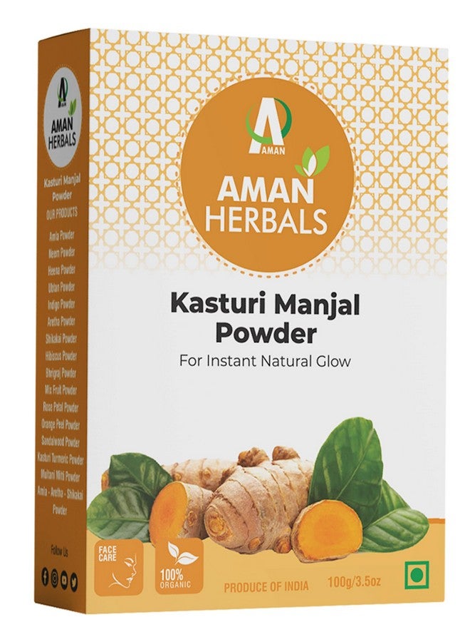 Aman Herbals 100% Pure Kasturi Manjal (Wild Turmeric) Powder for Glowing Skin & Tan Removal | Natural Haldi Face Pack for Acne, Pigmentation & Brightening | Herbal Face Care Powder - 100g - Image 1