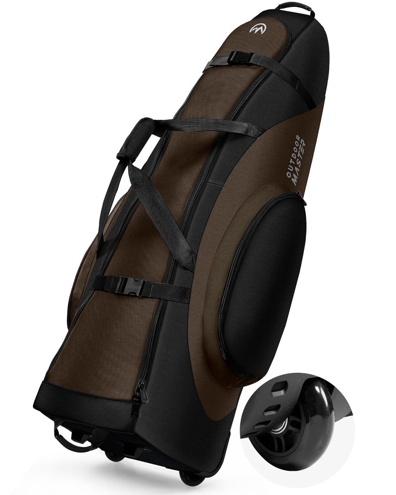 OutdoorMaster Padded Golf Club Travel Bag with Wheels, 900D Heavy Duty Oxford Waterproof - Alligators - Coffee - Image 1