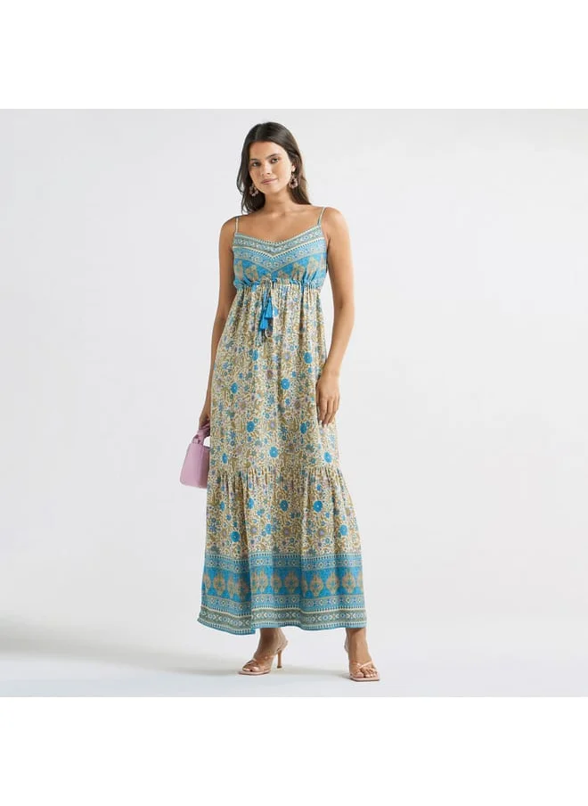 FAV All-Over Floral Print Sleeveless Tiered Dress