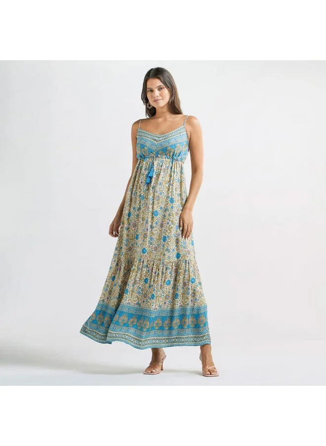 FAV All-Over Floral Print Sleeveless Tiered Dress