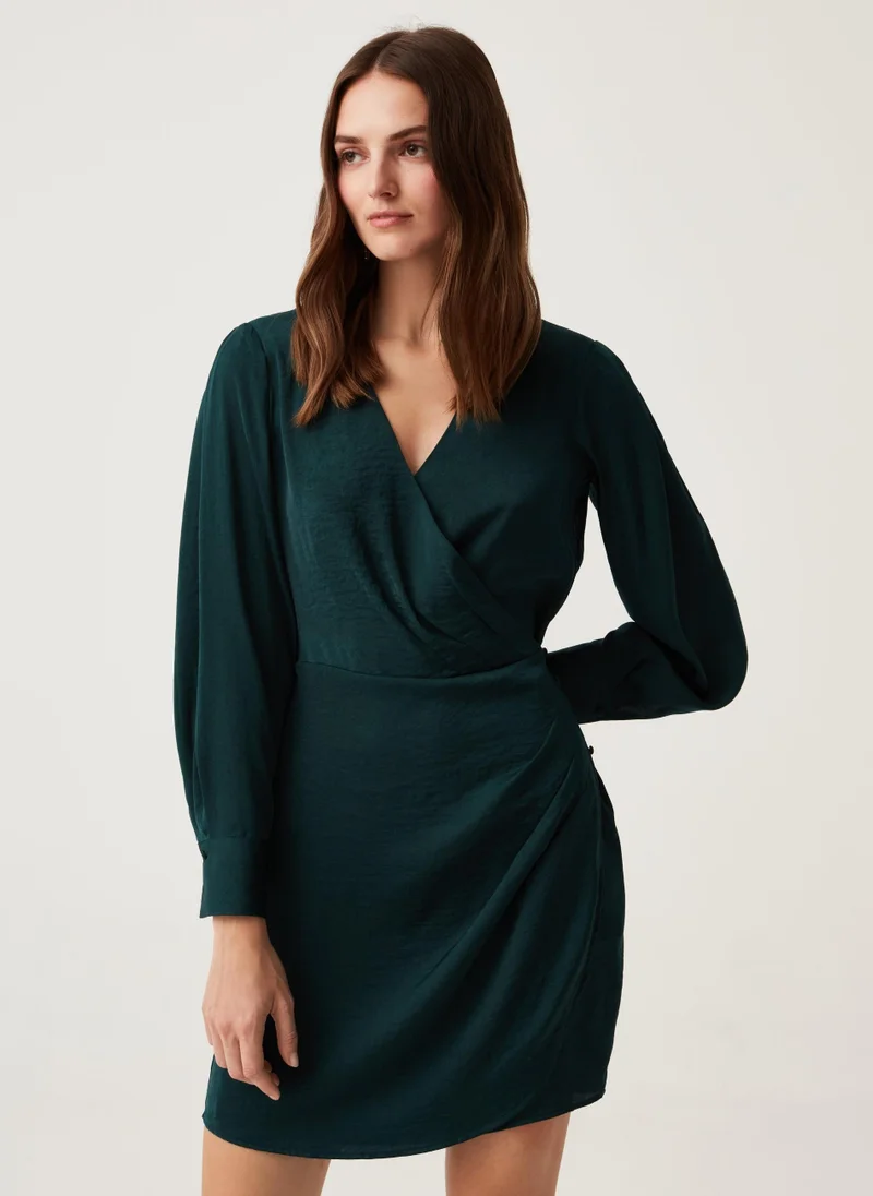 Ovs Ovs Womens Satin Dress With V Neck