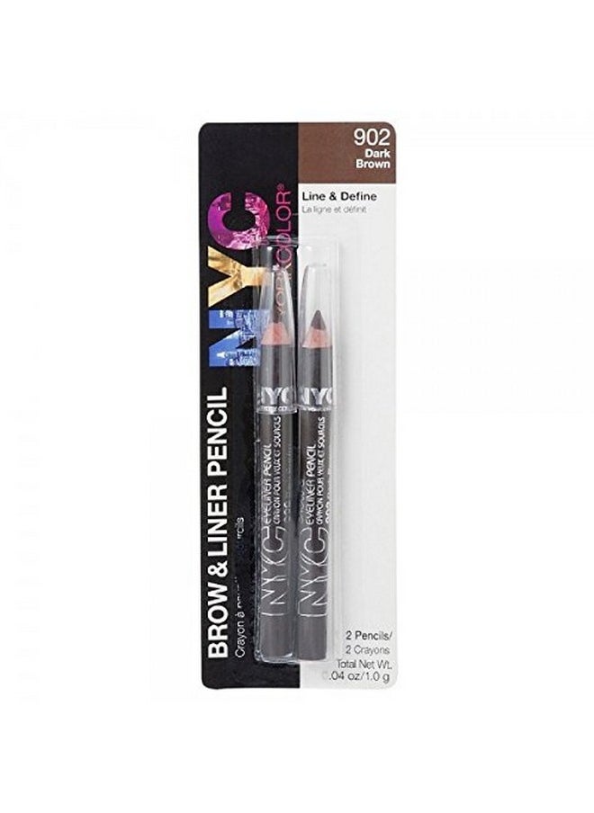 NYC NYC Brow and Liner Pencil Set, Dark Brown 1 Pair 