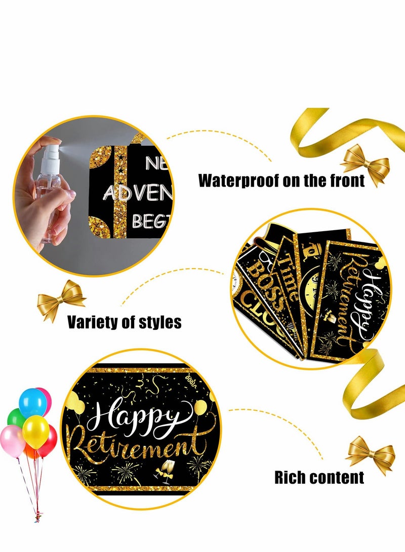 Excefore 20 Pcs Retirement Party Sign Happy Directional Retired Yard Hanging Cards for Supplies, 10 Styles (Black, Gold, White) - Image 3