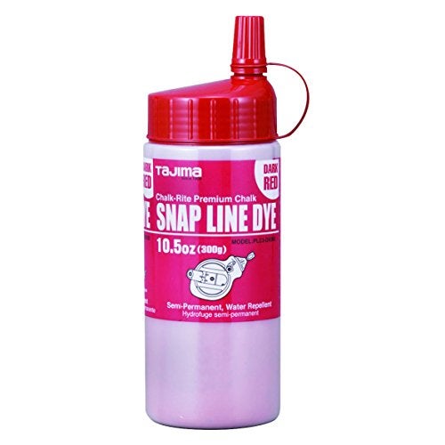 TAJIMA Marking Chalk Dark Red 105 oz 300g Semi Permanent SnapLine Dye with Durable Bottle EasyFill Nozzle PLC3DR300