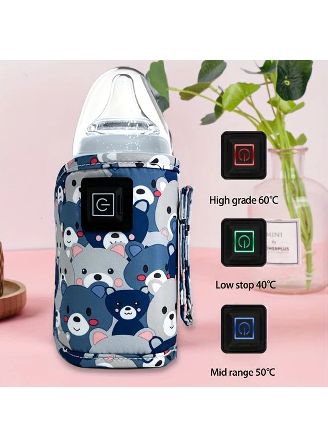 Blue Portable USB Charger Bottle Warmer for Travel Camping Electric Heating Device - Image 5