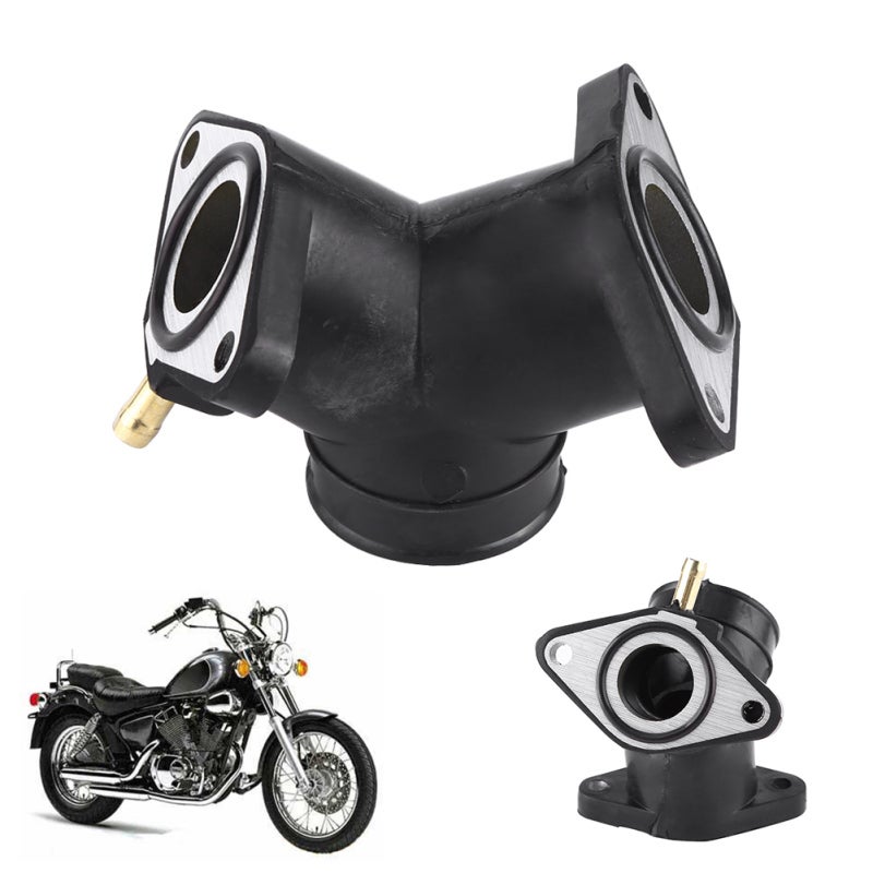 Motorcycle Carb Intake 2-Piece Premium Rubber Oil Resistant Carburetor Interface Adapters - Easy Install Aftermarket Adapters for Yamaha XV250 XV125 XVS125 XVS240 - Image 1
