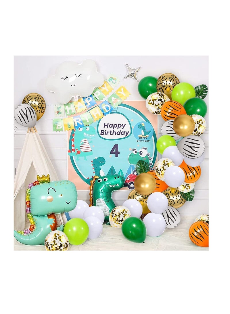Excefore Jungle Balloons, Green Party Balloons, 60 Pcs Jungle Animal Print Balloons, with Gold Confetti Balloon, for Birthday Party, Baby Shower, Jungle Safari, Forest Animal Theme Party Decorations - Image 3