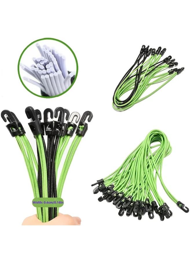 10pcs Green Elastic Bungee Cords With Hooks Heavy Duty Adjustable Straps For Camping Travel DIY - Image 2