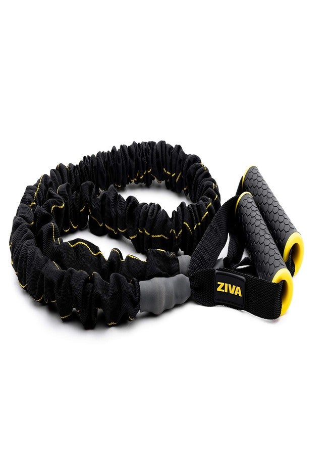 Ziva Portable Lightweight Resistance Tube Band - Multiple Resistance Avail - Nylon Safety Sleeve and Foam Handles for Home Fitness, Strength Training, Cross Workouts - Extra Heavy 45-50 lbs - Image 1