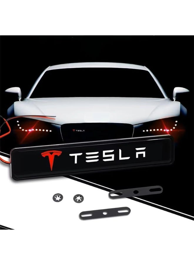 Vierex Car Front Hood Grille LED Emblem Light for Tesla Model 3 Model Y Model X Model S – Waterproof Decorative Logo Light, Front Grille Decal Badge with Dynamic Lighting Effect - Image 1