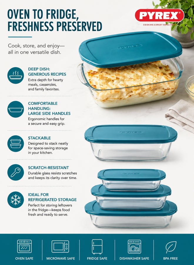 Pyrex Cook&Store Square Roaster 350ml with Lid, Borosilicate Glass Baking Dish, Oven, Microwave, Freezer & Dishwasher Safe, Food Storage and Roasting Dish - Image 3