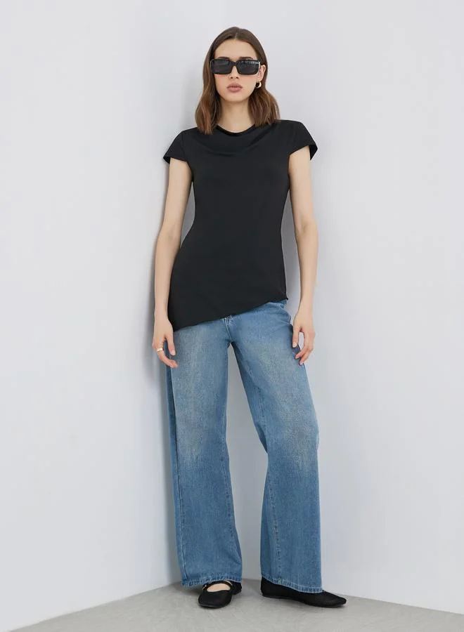 Take Two Take Two Black Cowl Neck Knit Top