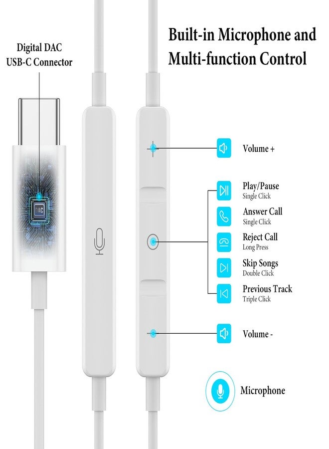 APETOO USB C Headphones for iPad Pro iPhone Air 17 16 15 Pro Max HiFi Stereo USB-C Wired Earbuds Microphone Volume Control Type C Earphone for Samsung S24 S23 Ultra S22 S21 Note20 Pixel 9 8 7 6 6a 5 OnePlus9 - Image 3