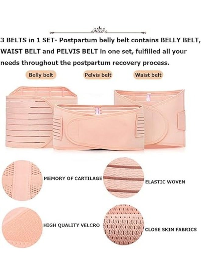 3 in 1 Postpartum Belly Band Post Partum Support Recovery Belly,waist,pelvis Belt ,with 3 Pieces Belts (Belly Belt&Waist Belt&Pelvis Belt)
