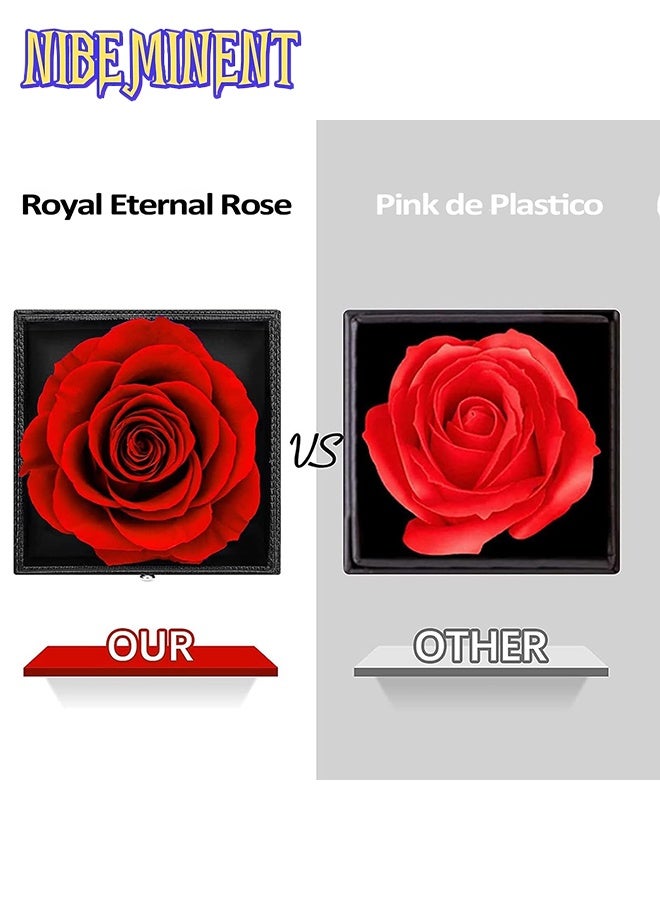 NIBEMINENT Preserved Flowers Gift Box - Forever Red Rose with I Love You Necklace for Mom/Daughter/Girlfriend/Wife on Anniversary/Wedding/Birthday/Birthday (Red) - Image 3