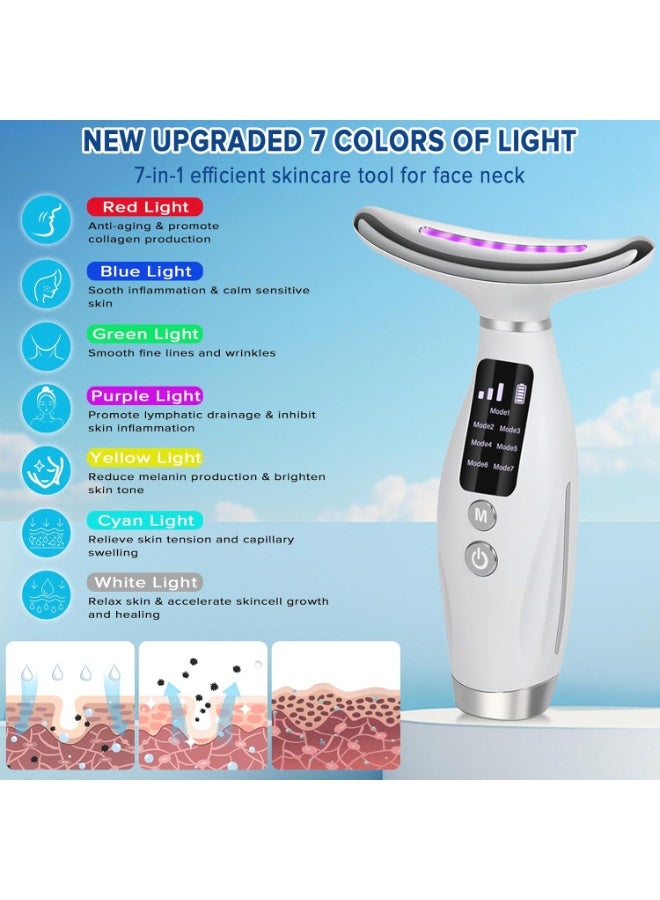 RION Neck Face Massager with 7 color modes LED Facial Massager with Heat 45±5°C, Microcurrent and Sonic Vibration for Anti-Aging, Wrinkle Reduction, Skin Firming & Neck Lifting - Image 4