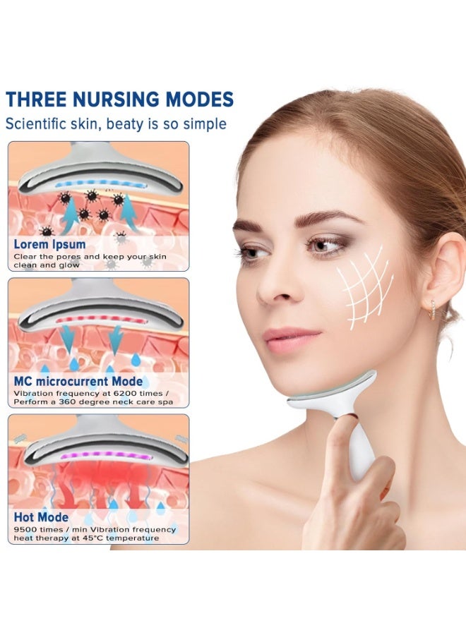 RION Neck Face Massager with 7 color modes LED Facial Massager with Heat 45±5°C, Microcurrent and Sonic Vibration for Anti-Aging, Wrinkle Reduction, Skin Firming & Neck Lifting - Image 5