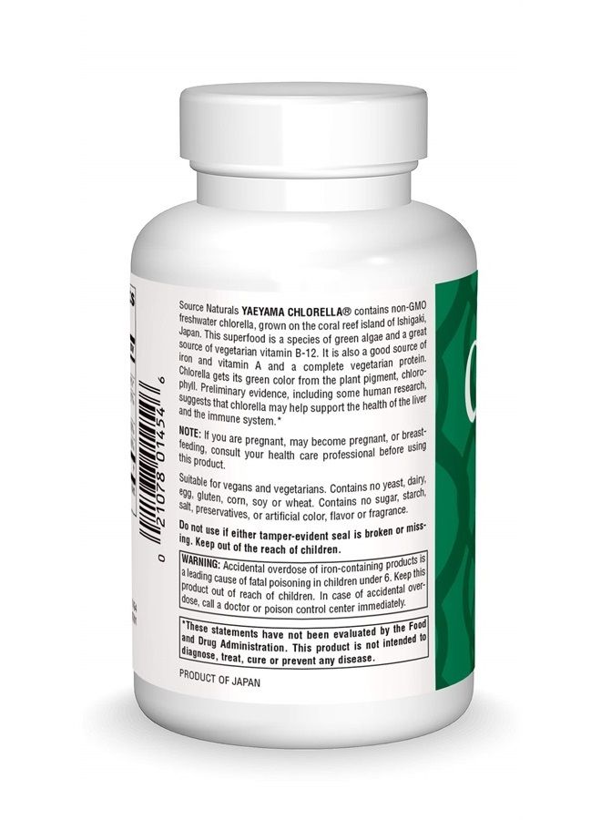 Source Naturals مكمل غذائي من طحالب ياياما كلوريلا 200 ملغ - مصدر لفيتامين ب-12، الحديد، البروتين وفيتامين أ - 600 قرص - Image 3