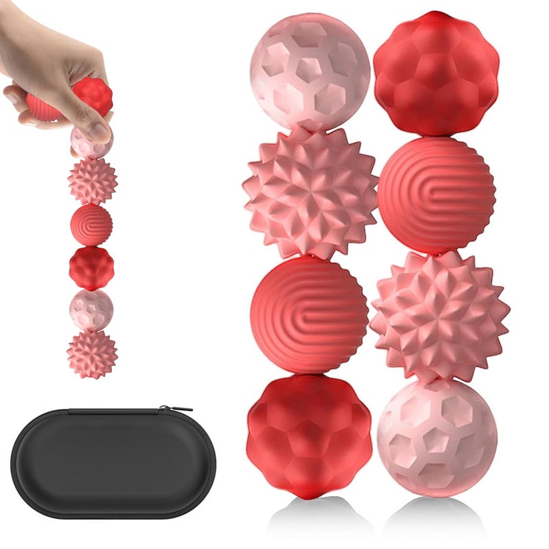Kizcmvre Silicone Magnetic Fidget Balls 8Pcs Sensory Magnetic Silicone Balls Desk Toy for Stress Relief and ADHD AnxietySilent Magnet with Textured Surface for Teens and Adults Pink - Image 3