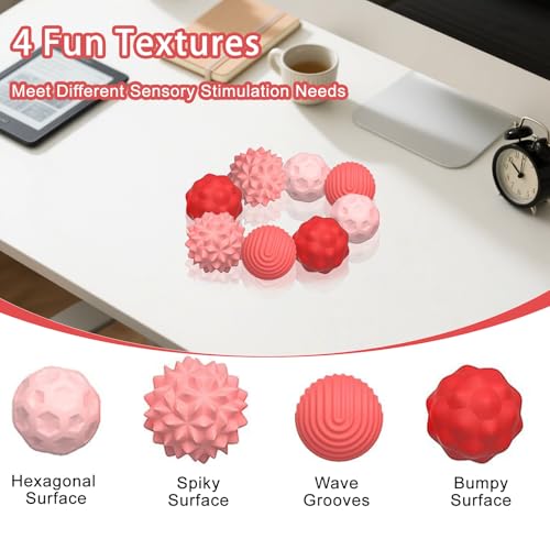 Kizcmvre Silicone Magnetic Fidget Balls 8Pcs Sensory Magnetic Silicone Balls Desk Toy for Stress Relief and ADHD AnxietySilent Magnet with Textured Surface for Teens and Adults Pink - Image 5