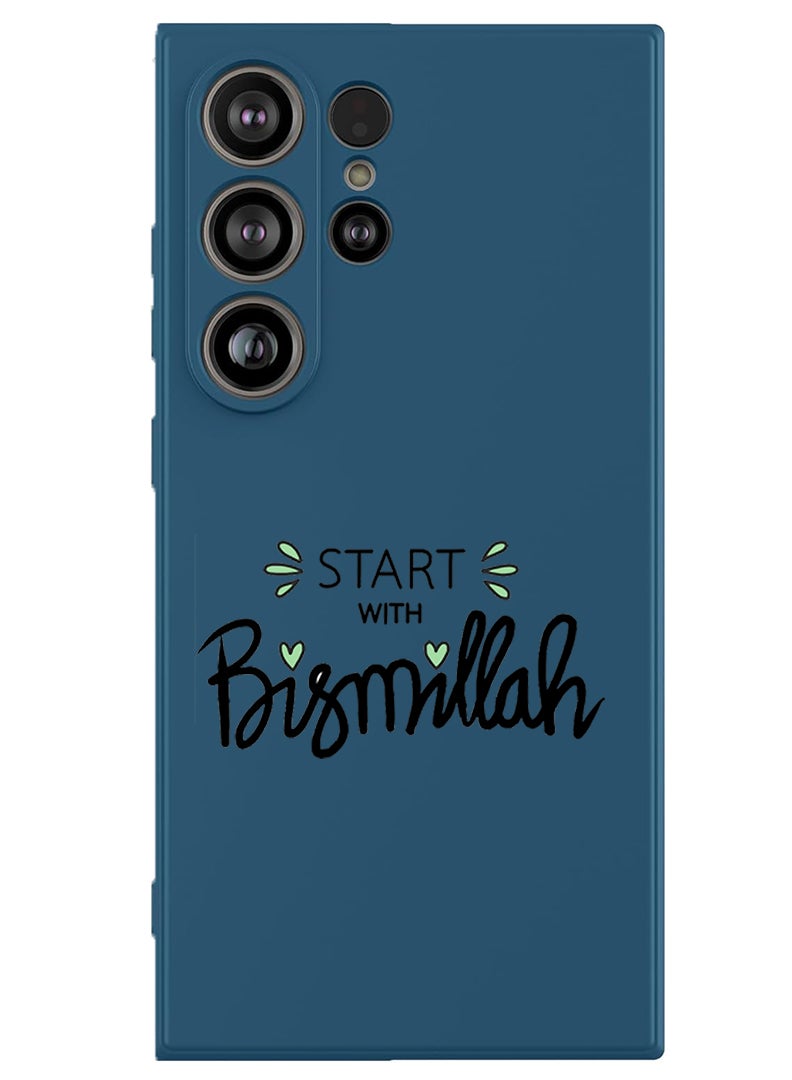 Theodor Protective Slim Fit Case Liquid Silicone Cover with Full Body Protection Anti-Scratch Shockproof Case For Samsung Galaxy S25 Ultra (Blue) - Start with Bismillah Black - Image 1