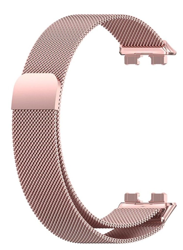 Luxury Design Replacement Strap for Huawei Band 8, Breathable and Waterproof, Stainless Steel Mesh Strap, Magnetic Buckle, Easy to Install, Adjustable Length Watch Strap for Women Men (Rose Pink) - Image 1
