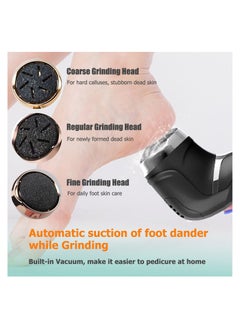 General Rechargeable Electric Foot Callus Remover, 3 Grinding Heads Portable Waterproof Foot File, Professional Pedicure Tools Feet Care for Hard Cracked Dry Skin-Black 1200mAh  - Image 3