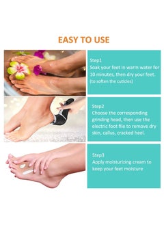 General Rechargeable Electric Foot Callus Remover, 3 Grinding Heads Portable Waterproof Foot File, Professional Pedicure Tools Feet Care for Hard Cracked Dry Skin-Black 1200mAh  - Image 5
