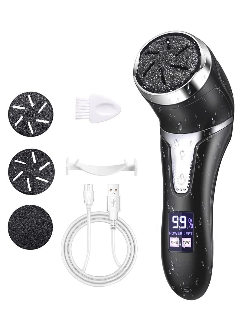 General Rechargeable Electric Foot Callus Remover, 3 Grinding Heads Portable Waterproof Foot File, Professional Pedicure Tools Feet Care for Hard Cracked Dry Skin-Black 1200mAh  - Image 1