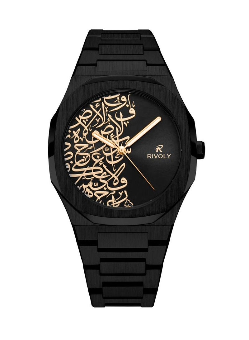 ساعة رجال عصرية ستانلس استيل مكتوب عليها الاحرف العربية