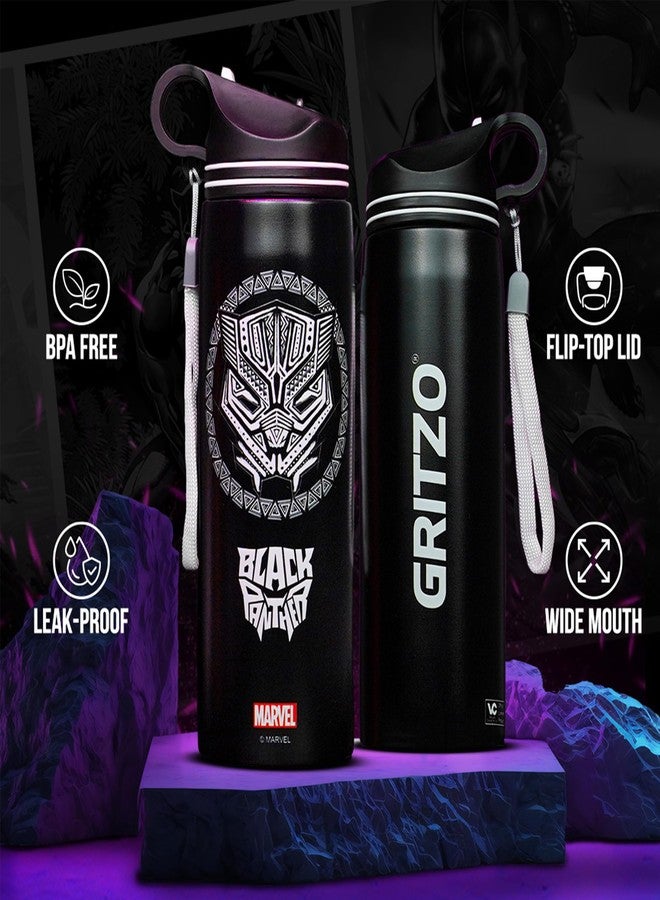 gritzo زجاجة شرب Gritzo Black Panther (أسود، 700 مل) | خالية من مادة BPA، مانعة للتسرب - Image 5
