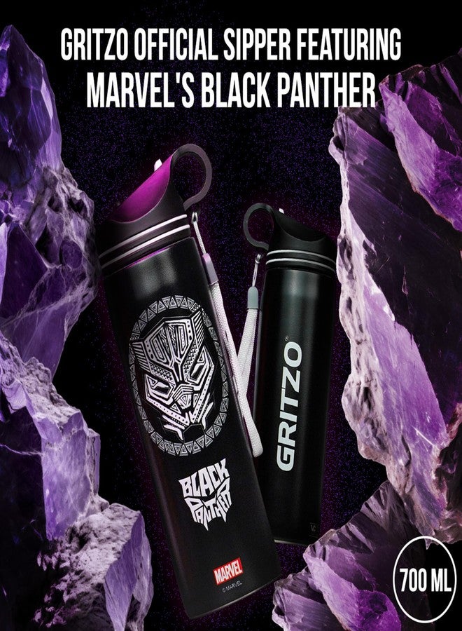 gritzo زجاجة شرب Gritzo Black Panther (أسود، 700 مل) | خالية من مادة BPA، مانعة للتسرب - Image 4