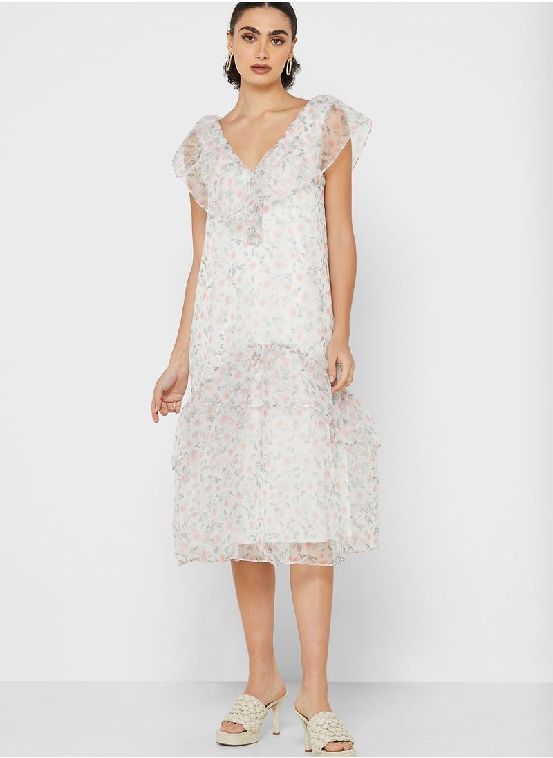 LOST INK Organza Frill Midi Dress  - Image 1