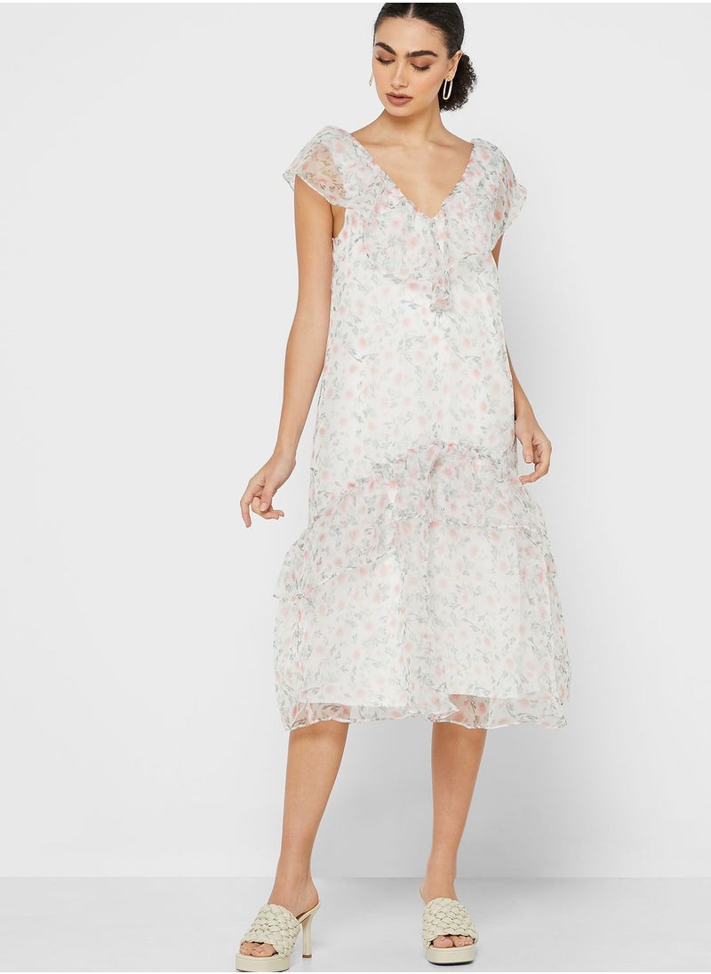 LOST INK Organza Frill Midi Dress  - Image 4